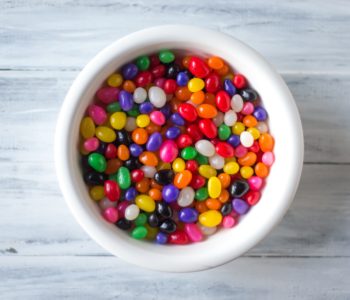 Jellybeans in a white bowl