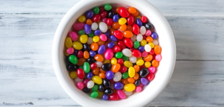 Jellybeans in a white bowl