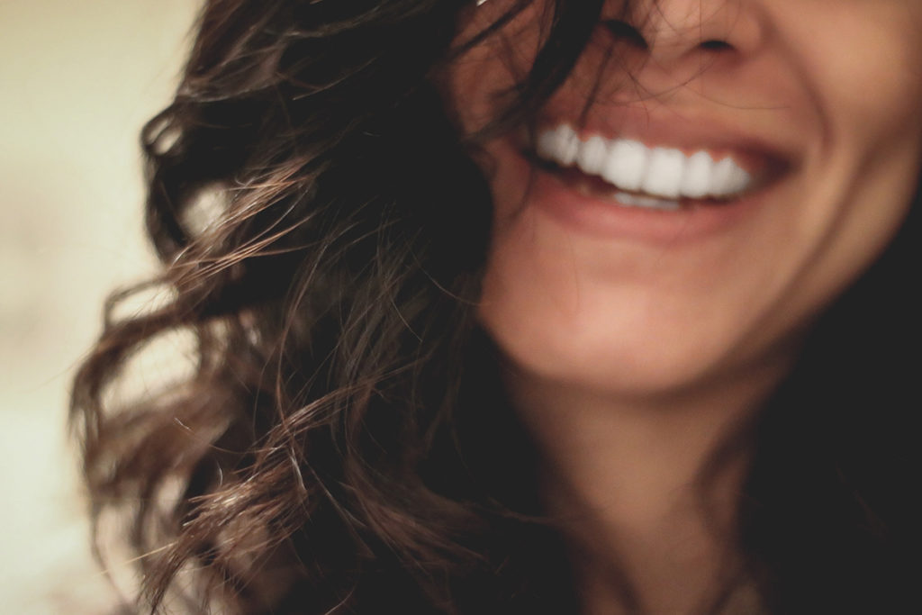 Happy woman with dark hair