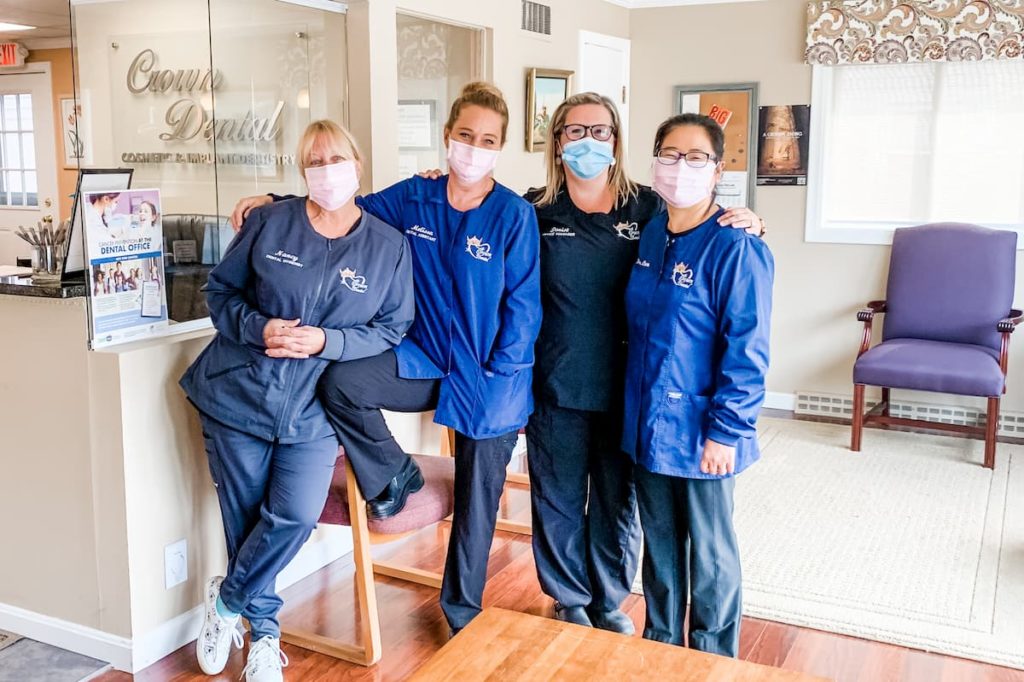 Crown Dental Team Dr. Jennifer Chen and the other three team members of Crown Dental